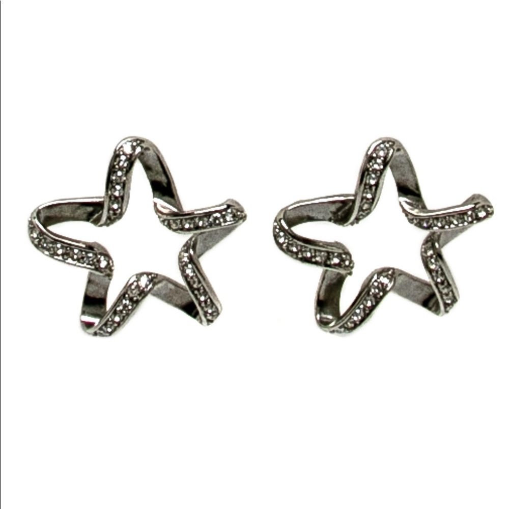 Oscar De la renta silver star pave earrings